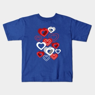 Love Hearts On Blue Kids T-Shirt